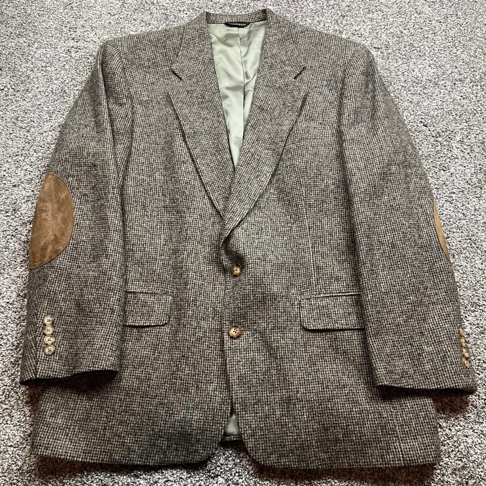 Austin Reed Mens blazer 44 Tweed Blazer Sport Coat Elbow Patches Tailored USA
